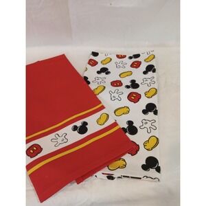 Disney Parks Mickey Mouse Kitchen Tea Towel Set of 2 Red White Cotton Resort